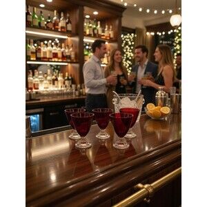 Set of 5 Vintage Anchor Hocking Royal Ruby "Boopie" Barware Glasses - MCM Liquor